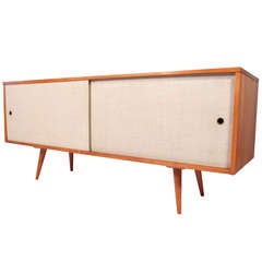 Paul McCobb Grasscloth Low Credenza 1950's