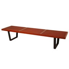 George Nelson 6ft Slat Bench Aniline Red/Black 1947