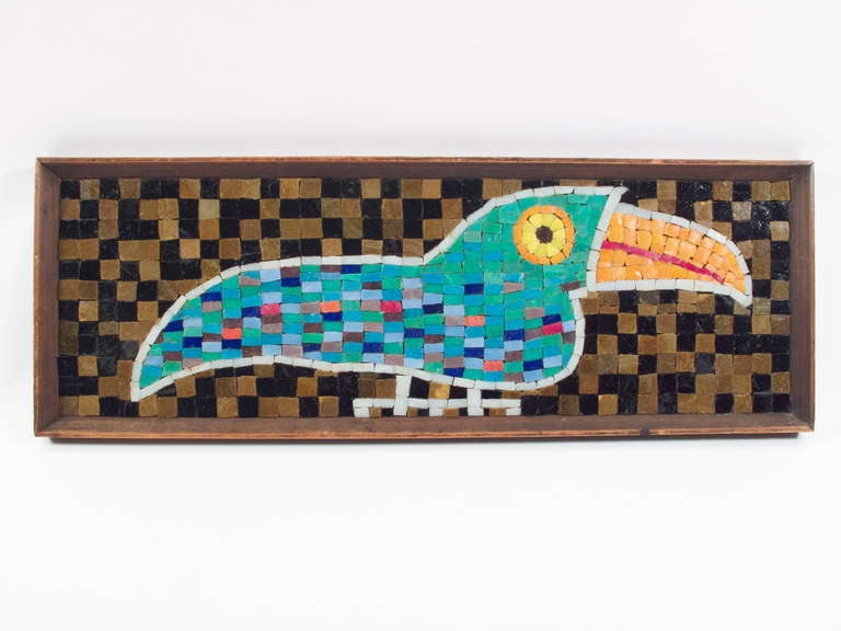 Wonderful glass mosaic panel designed by Evelyn Ackerman for ERA Industries. Signed