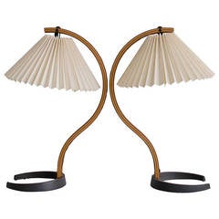 Iron and Molded Plywood Table Lamps by Caprani