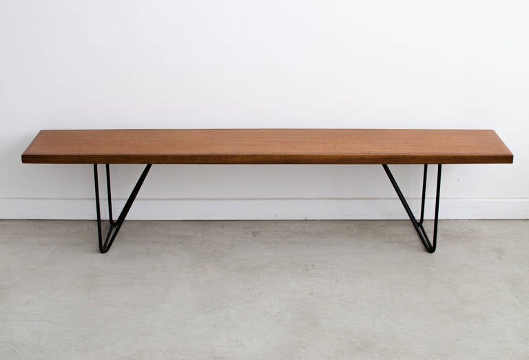 Mid-Century Modern Luther Conover Iron and Mahogany Bench