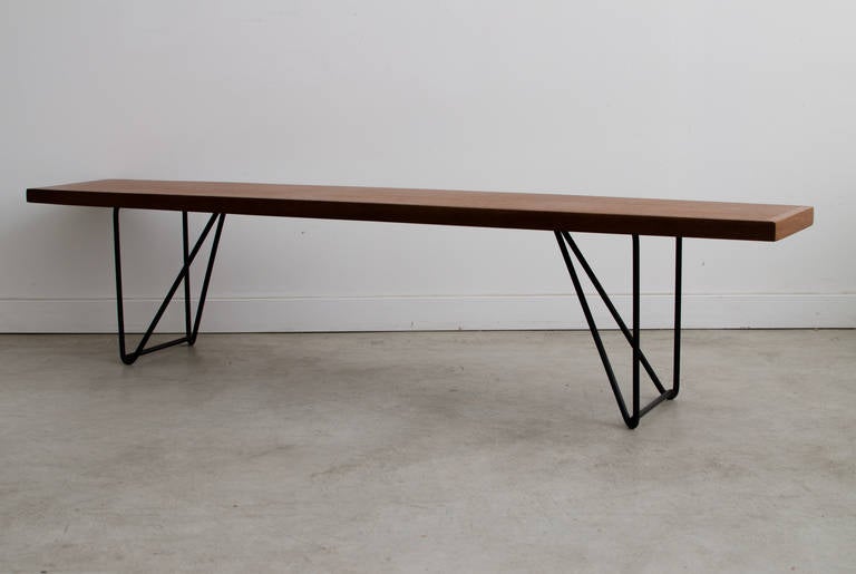 American Luther Conover Iron and Mahogany Bench