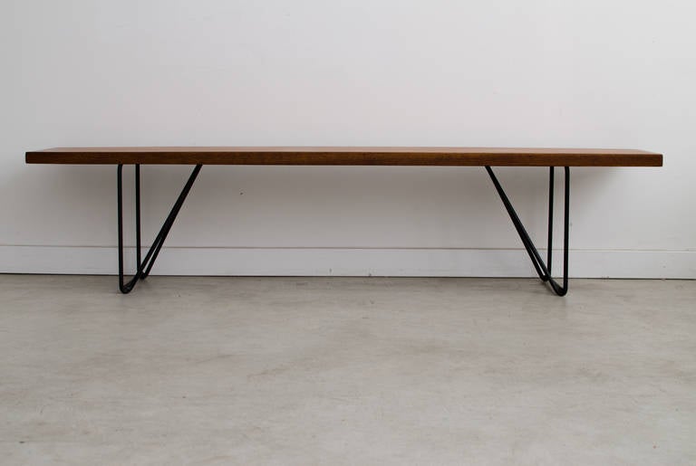 Luther Conover Iron and Mahogany Bench In Excellent Condition In Berkeley, CA