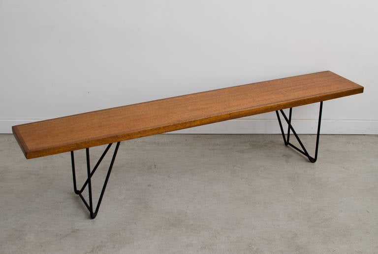 Mid-20th Century Luther Conover Iron and Mahogany Bench