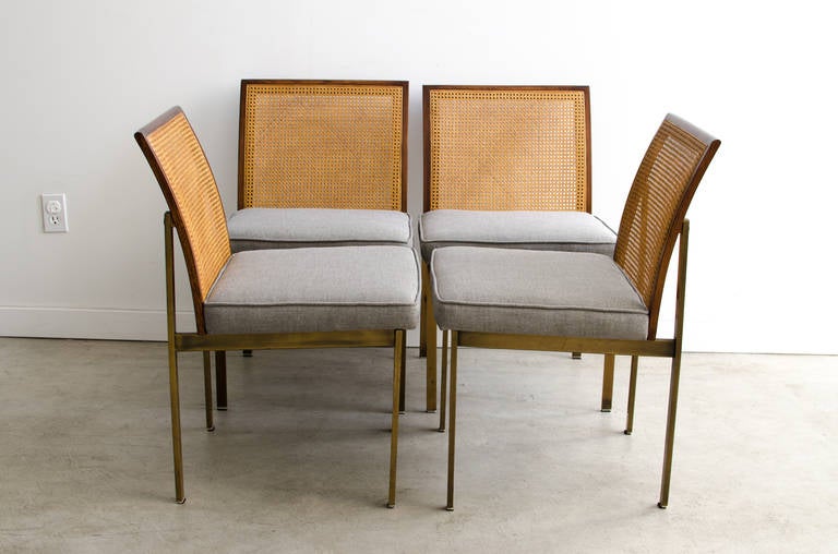 Paul McCobb Bronze and Rosewood Dining Chairs In Excellent Condition In Berkeley, CA