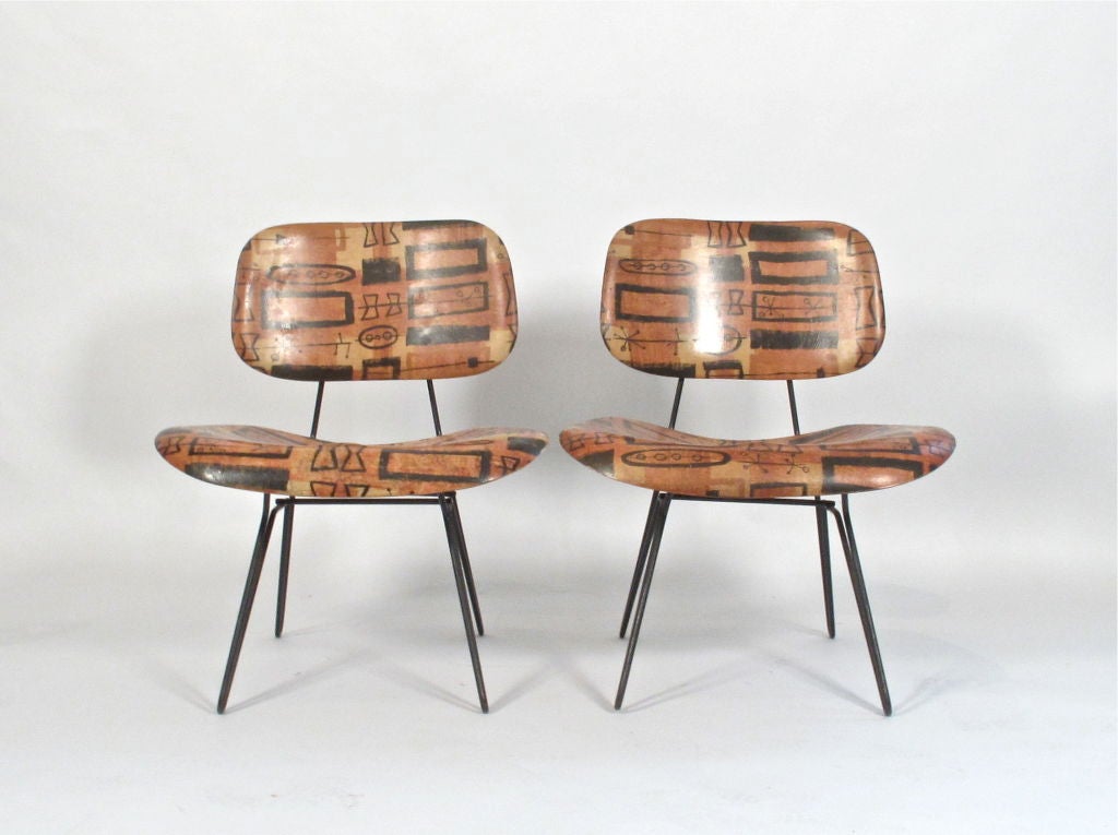Metal Rare Lensol-Wells Lounge Chairs 1950's California