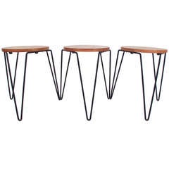 Early Florence Knoll Stacking Hairpin Stools 1947