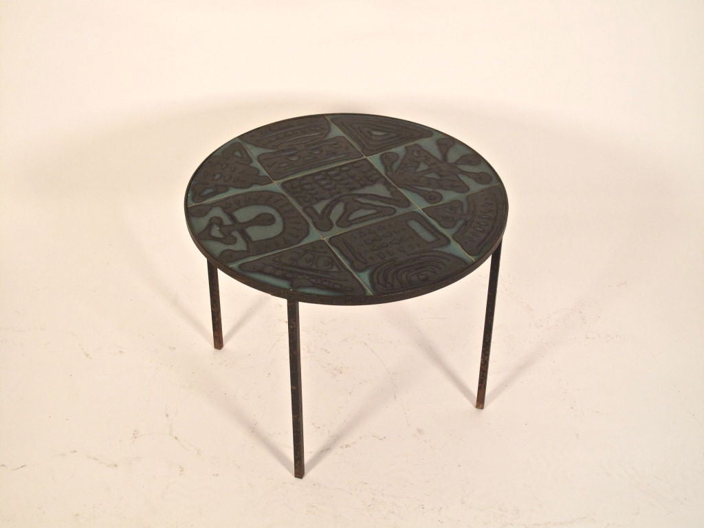 1950's French Abstract Ceramic Side Table