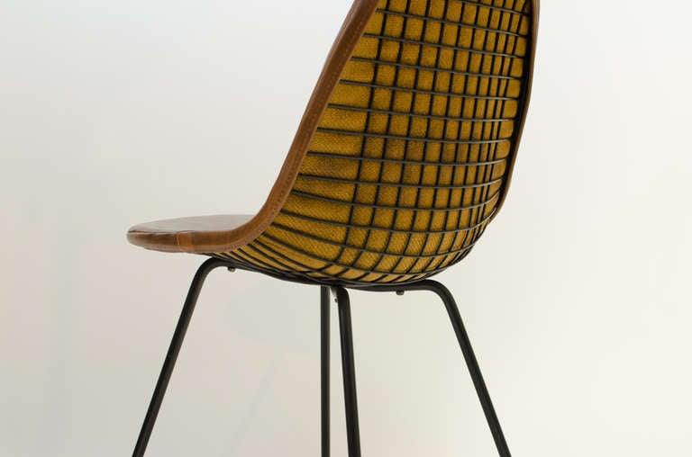 Charles Eames DKX-1 Postman's Bag Leather Side Chair 1950's In Good Condition In Berkeley, CA