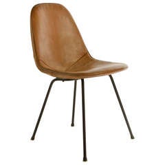 Charles Eames DKX-1 Postman's Bag Leather Side Chair 1950's