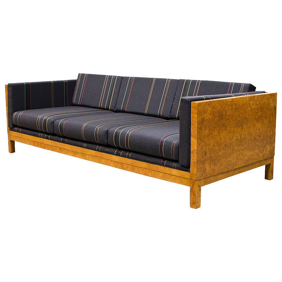 Milo Baughman Burl Case Sofa with Paul Smith Upholstery For Sale