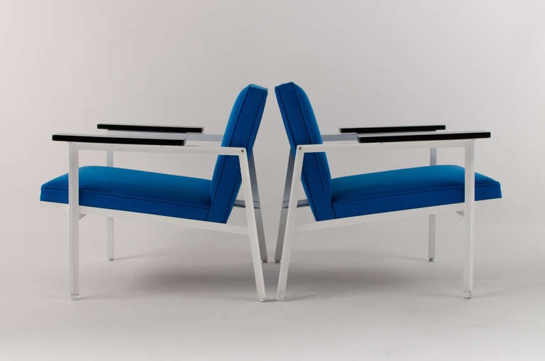American George Nelson Steel Frame Lounge Chairs, 1950's For Sale