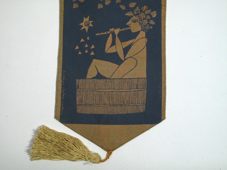 Evelyn Ackerman Silk Wall Tapestry Ring Pull 1950's