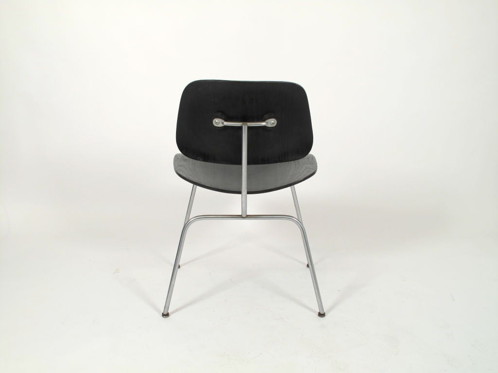 Metal Charles Eames DCM's Aniline Black Dining Chairs (8 available)