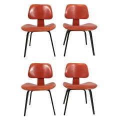 Charles Eames for Evans Aniline Red/Black DCW's (4)