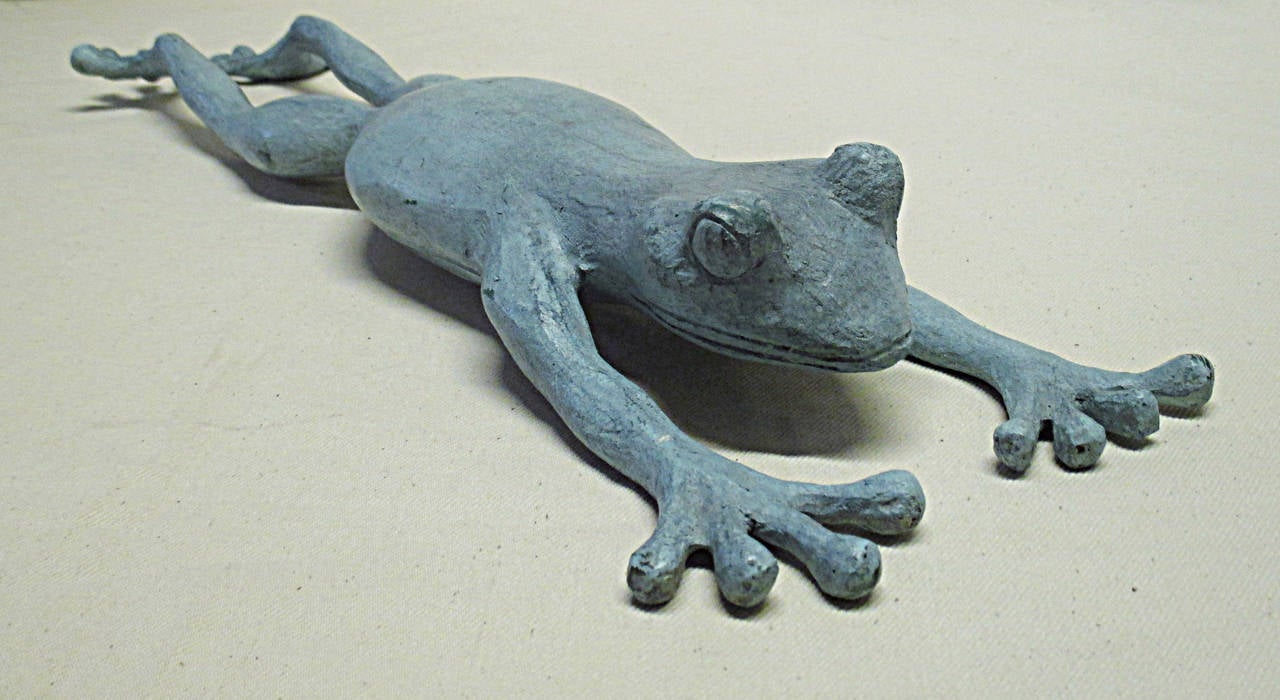 Juan Soriano Signed Bronze Sculpture of Frog on Blue Patina 4/6 3