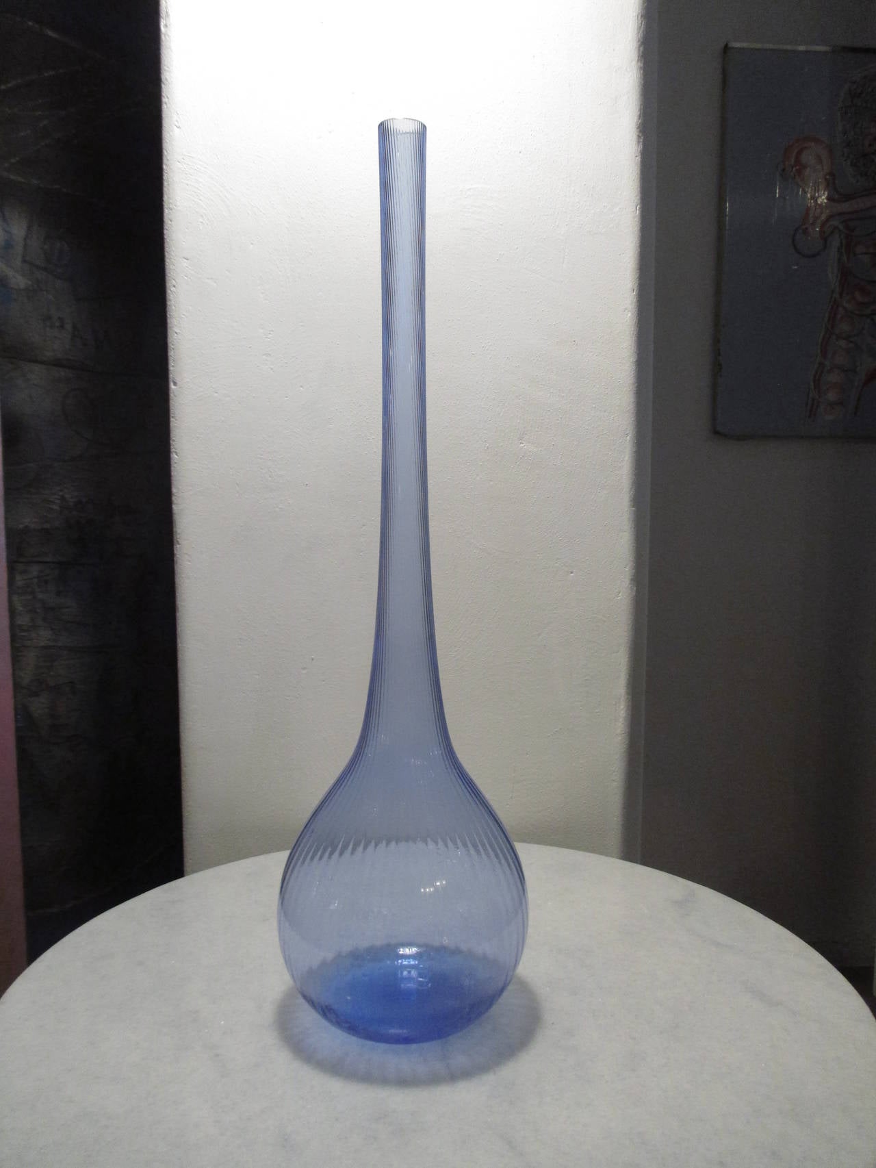 Daum France Blue Crystal Vase Signed