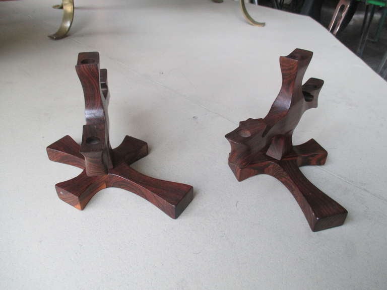 Don Shoemaker Pair of Tropical Wooden Chandeliers/Candleholders

Don Shoemaker was an american designer who lived and worked in Michoacan, Mexico. He is actually considered one of the most important Mexican Modernism exponent and is his style is