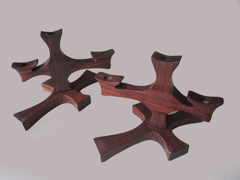 Mexican Don Shoemaker Pair of Tropical Wooden Chandeliers/Candleholders
