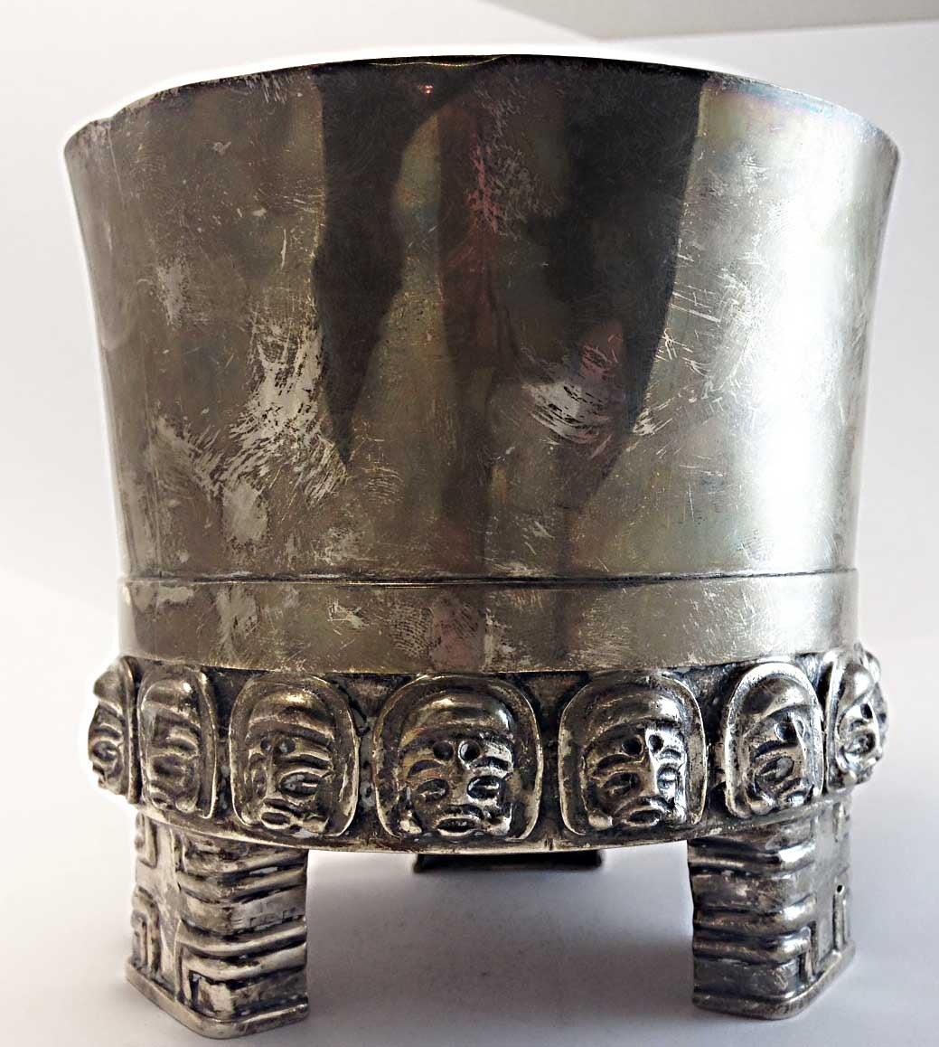 Mexican Sterling Silver Vase, Teotihuacan by Myers