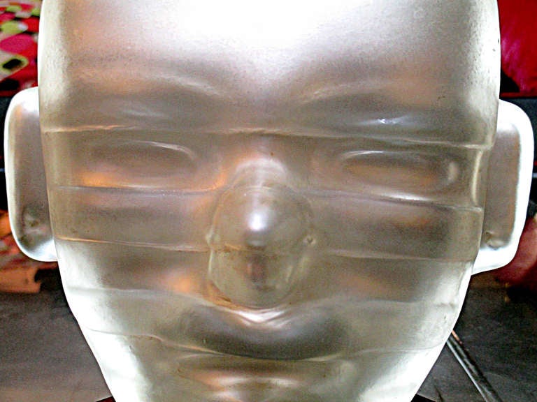 Pedro Ramirez Vazquez Head Sculpture Made of Mercury Glass Signed 2