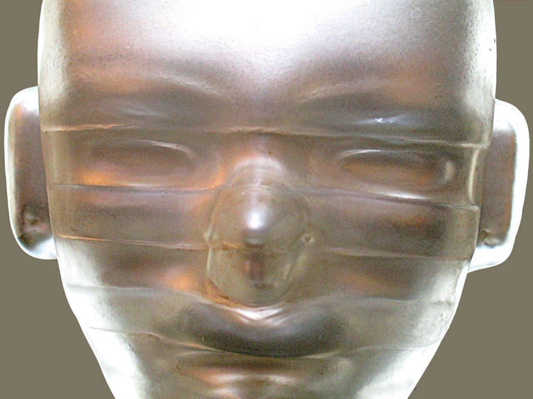 Mexican Pedro Ramirez Vazquez Head Sculpture Made of Mercury Glass Signed