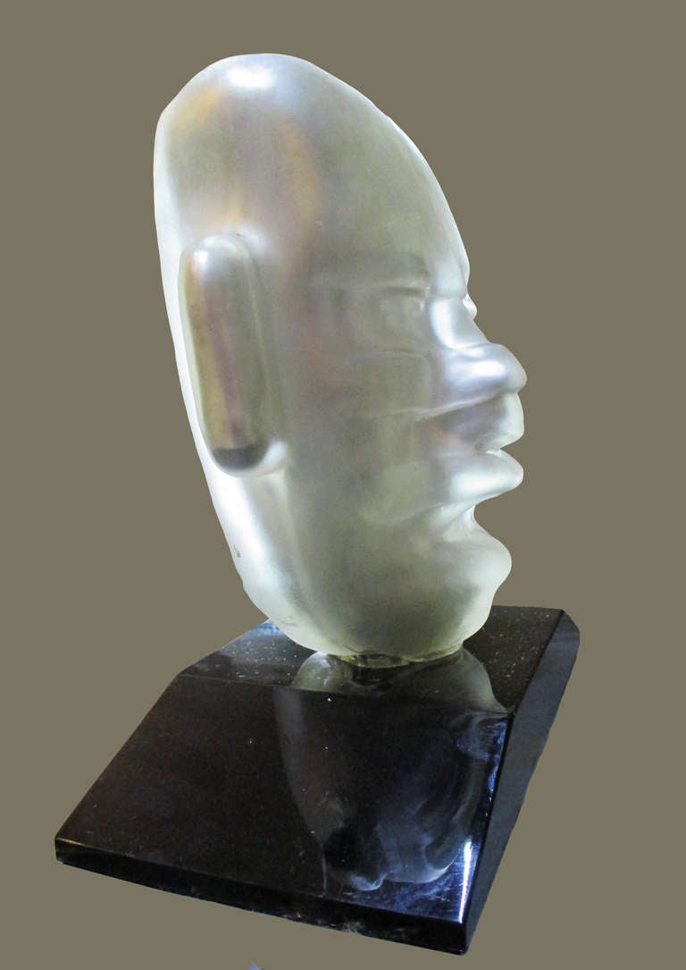 Pedro Ramirez Vazquez Head Sculpture Made of Mercury Glass Signed 1