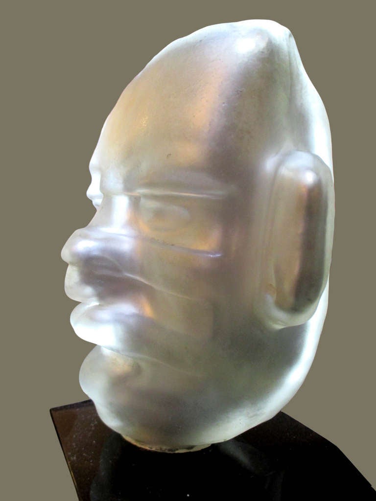 Pedro Ramirez Vazquez Head Sculpture Made of Mercury Glass Signed In Excellent Condition In 0, Cuauhtemoc