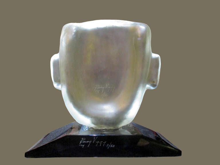 Mid-20th Century Pedro Ramirez Vazquez Head Sculpture Made of Mercury Glass Signed