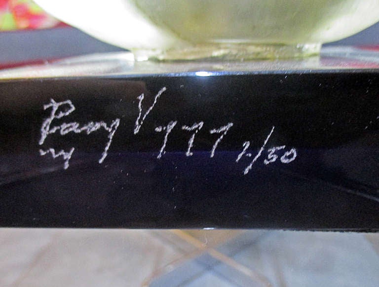 Late 20th Century Pedro Ramirez Vazquez Clear Crystal Head Sculpture Signed