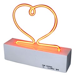 Diego Matthai Unique Neon Table Lamp Sculpture 'Mon Coeur'