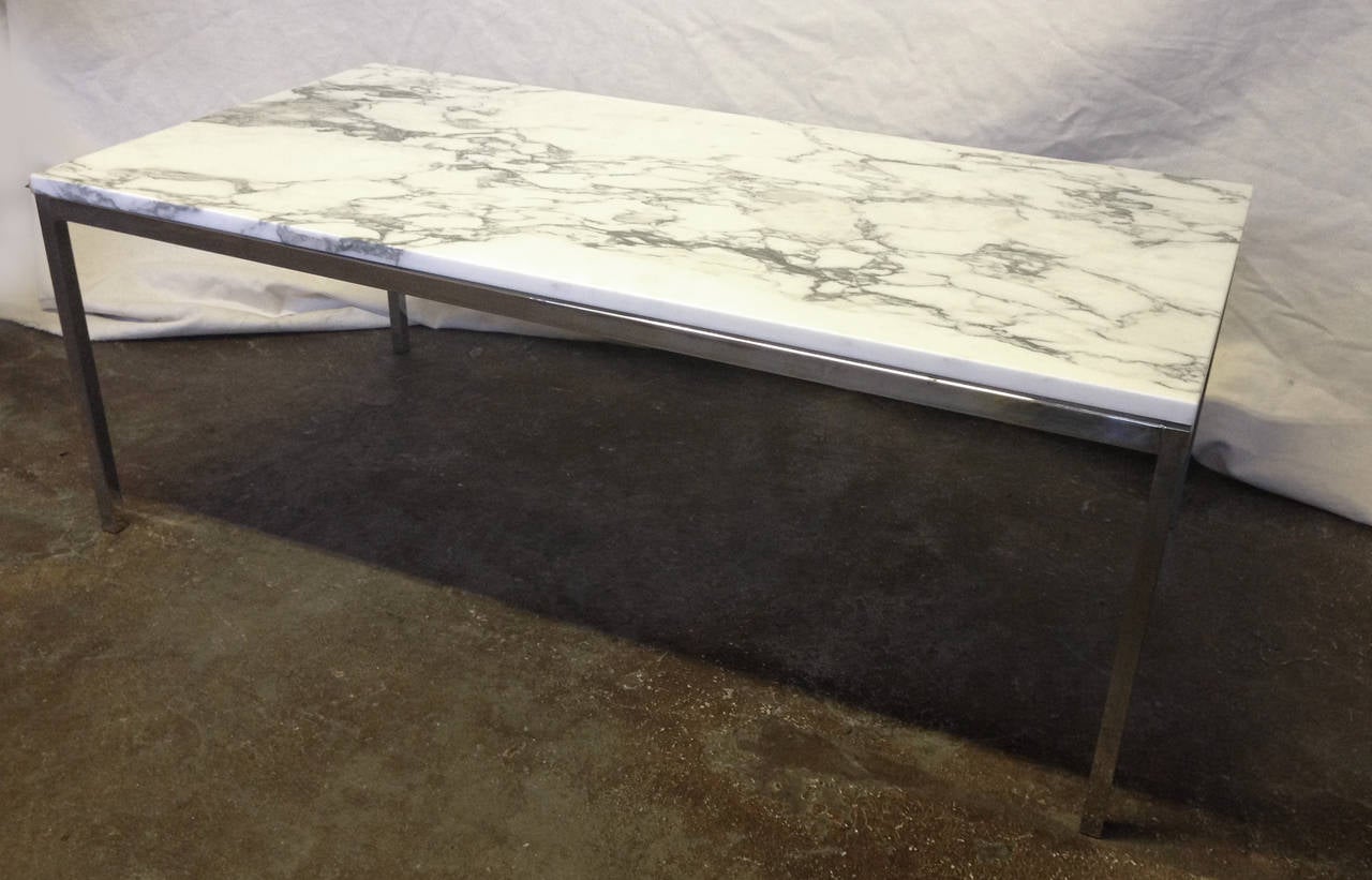 Late 20th Century Florence Knoll Coffee Table in White Marble