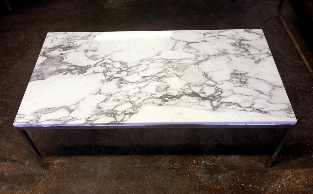 Modern Florence Knoll Coffee Table in White Marble
