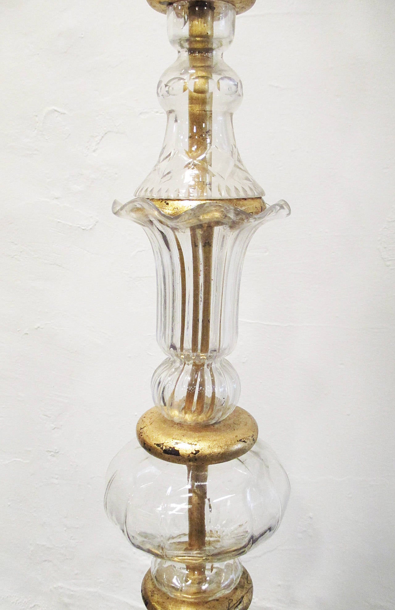 Arturo Pani Floor Lamp Cut-Glass and Gold Leaf, 1960s 3