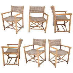 Set Of Six McGuire San Francisco Hide Strap Chairs