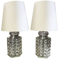 Pair of Pewter Table Lamps Spain "Pedraza Segovia"