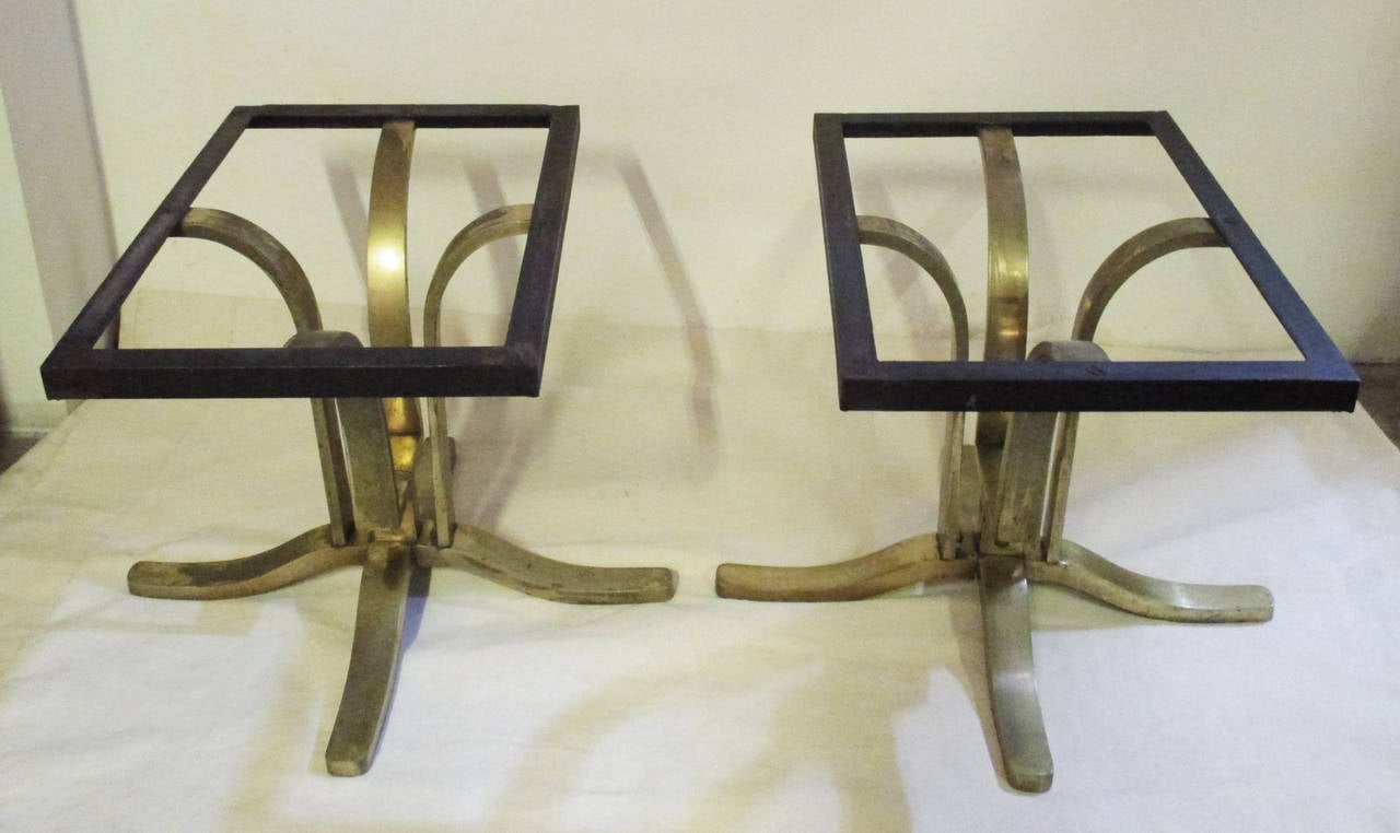 Pair of Arturo Pani solid bronze side tables.