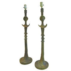 After Giacometti, pair of  Tete de Femme lamps.