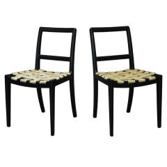 Set of four wooden chairs black lacquered Edmond Spence