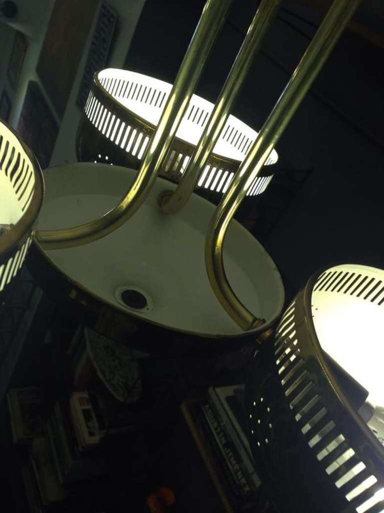 Mid-20th Century Pierced Brass Ceiling Lamp in the Style of Paavo Tynell
