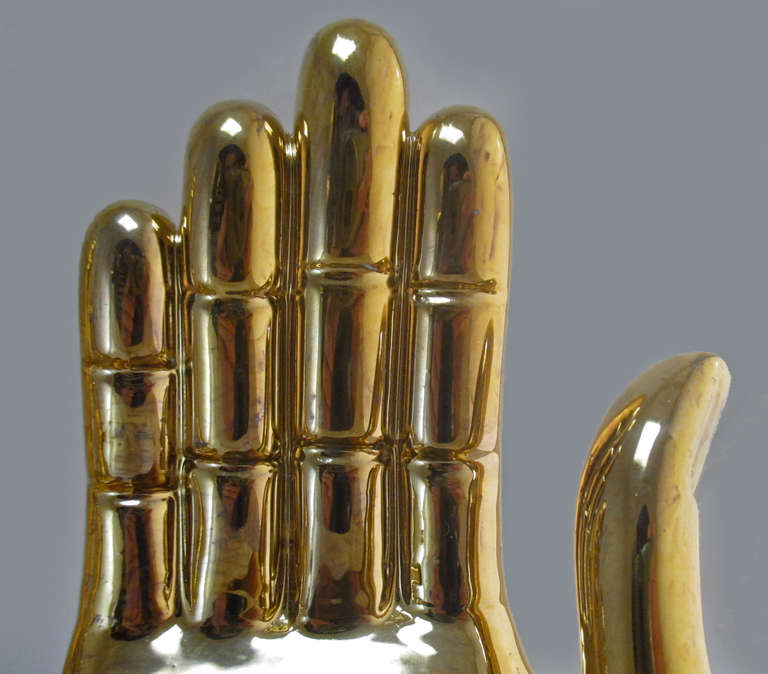 Pair of Pedro Friedeberg Hand/Foot Sculpture Porcelain 22K Gold Wash For Sale 3