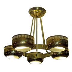 Pierced Brass Ceiling Lamp in the style of Paavo Tynell