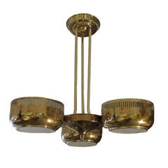 Pierced Brass Ceiling Lamp in the Style of Paavo Tynell