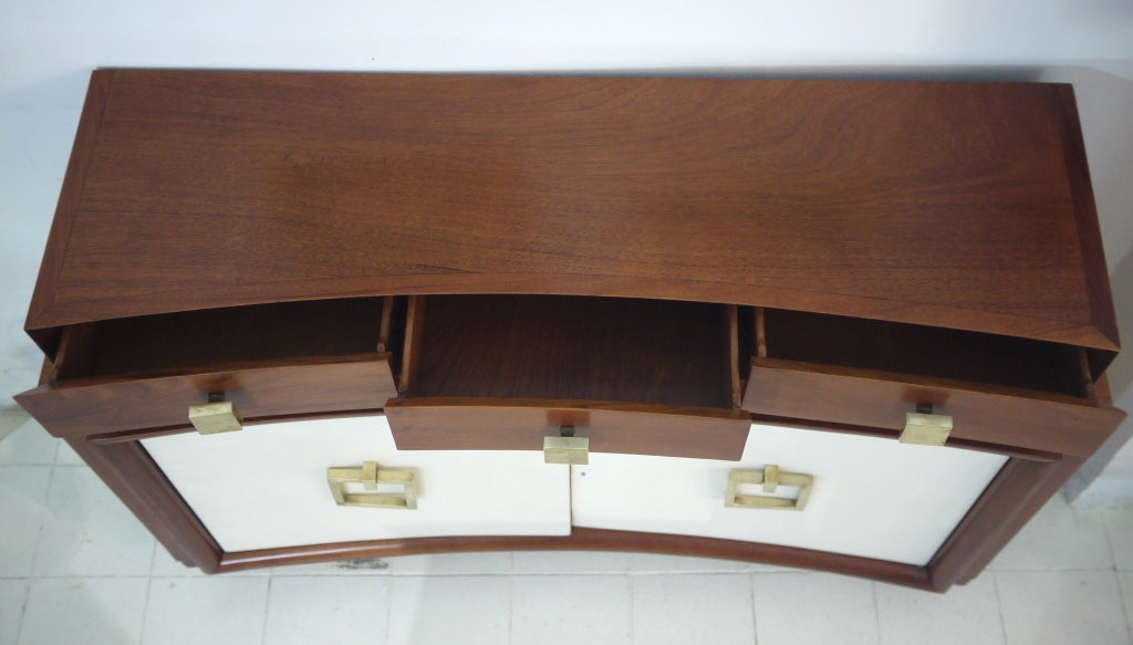 Mahogany Arturo Pani, Buffet / console mahogany bronze and parchment.