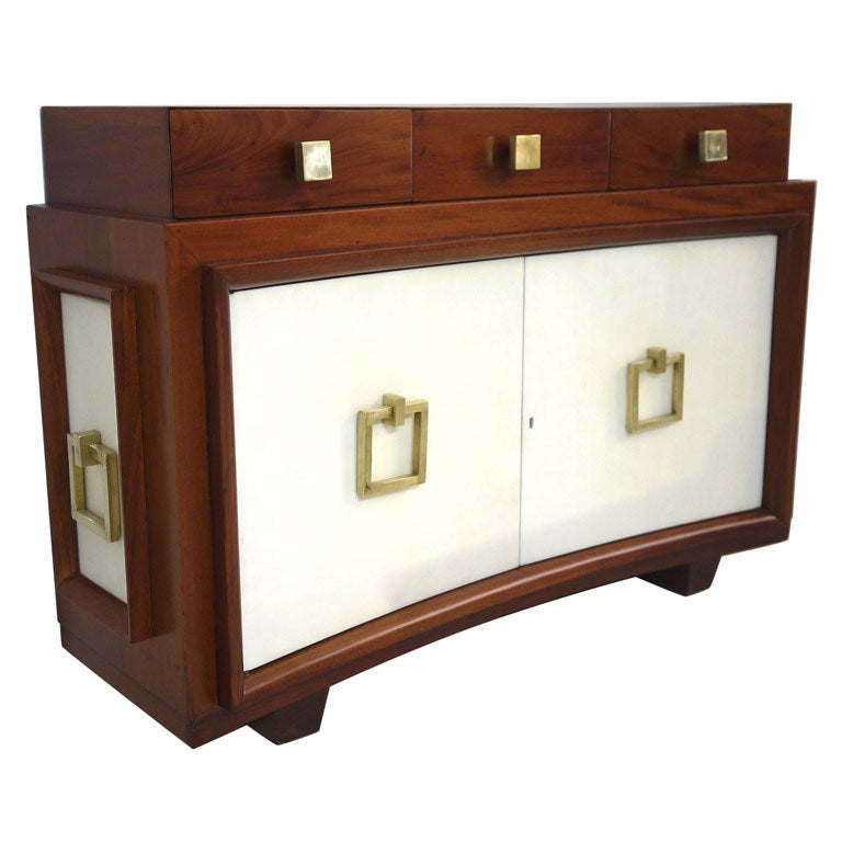 Arturo Pani, Buffet / console mahogany bronze and parchment.