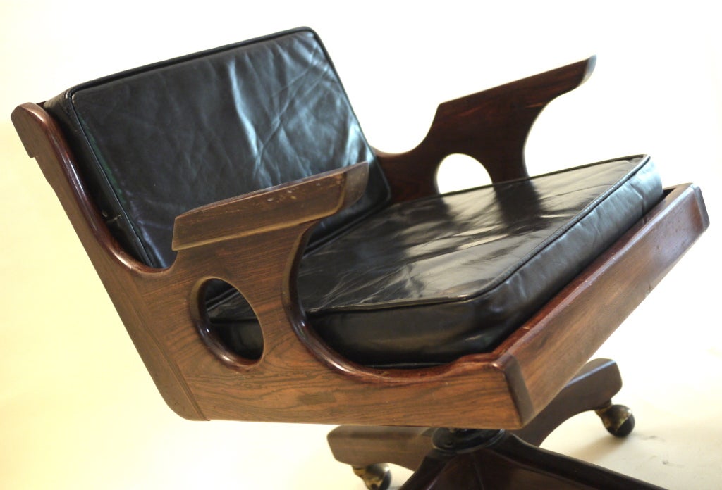 Leather Don Shoemaker  very rare desk chair with wheels