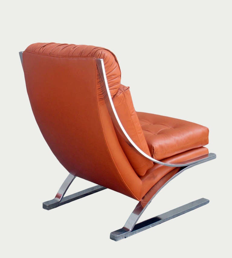Fin du 20e siècle Paire de chaises longues en cuir et métal version rare « z » de Paul Tuttle