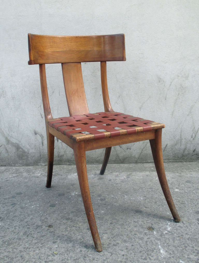 Mexican Klismos Wooden and Leather Chair