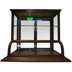 Glass display case cabinet oak
