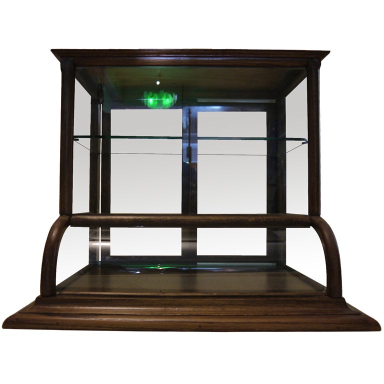 Glass display case oak at 1stDibs
